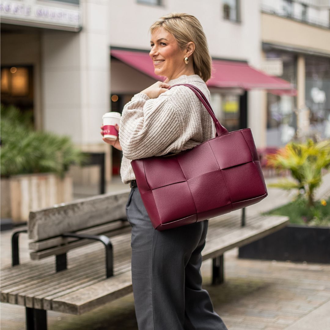 Burgundy tote sale