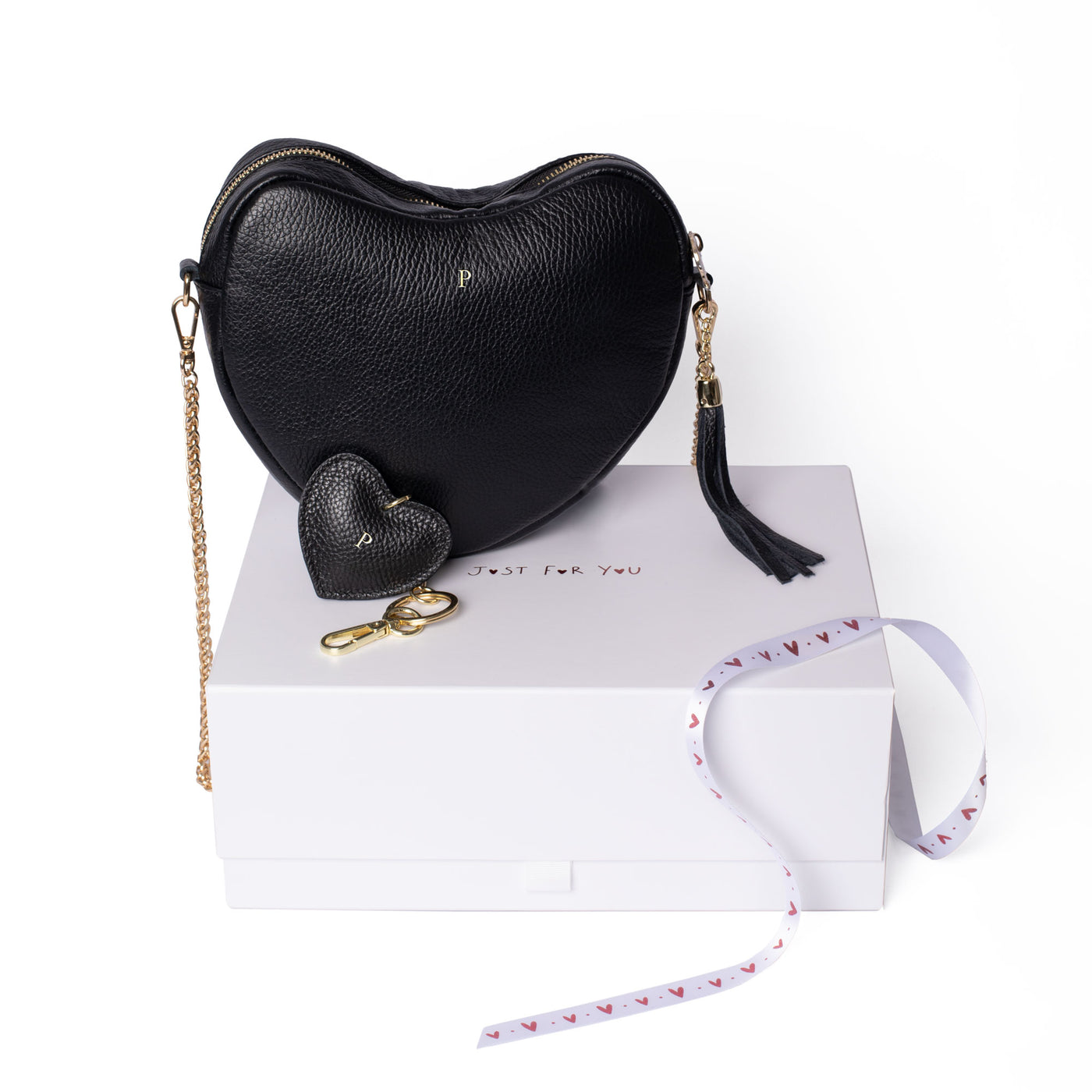 Black Ella Heart Bag & Keyring Valentine's Gift Set