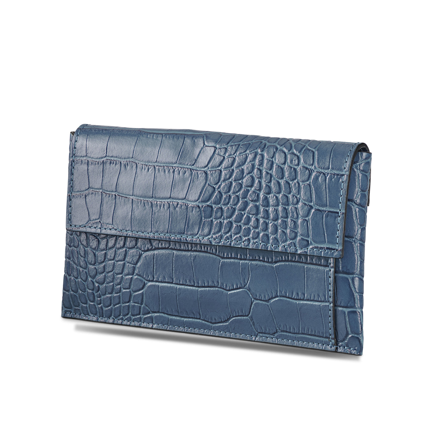 Denim Blue Croc Sheen Wallet