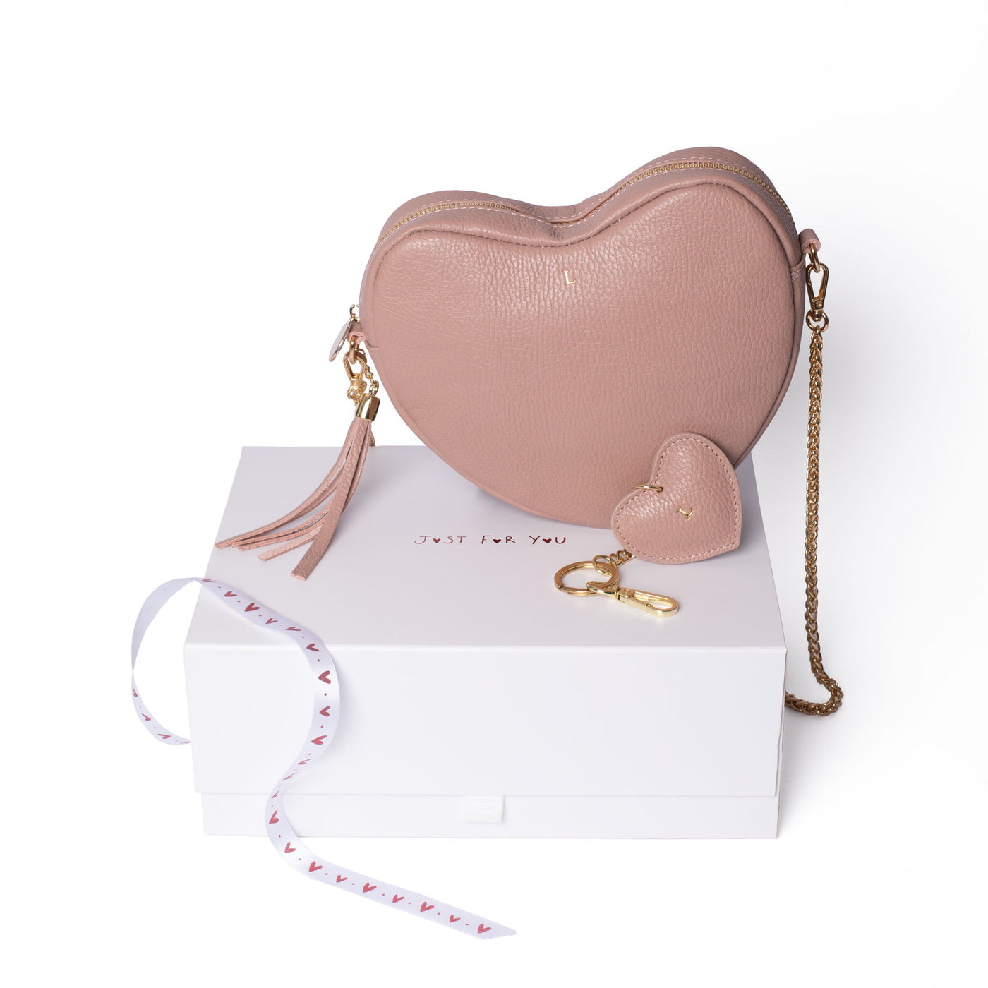 Dusky Pink Ella Heart Bag & Keyring Valentine's Gift Set