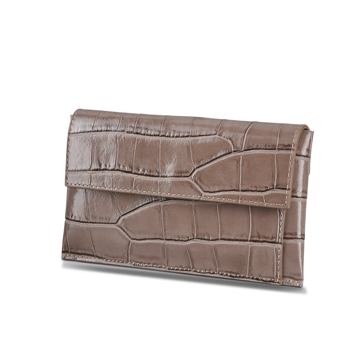 Grey Taupe Croc Sheen Wallet