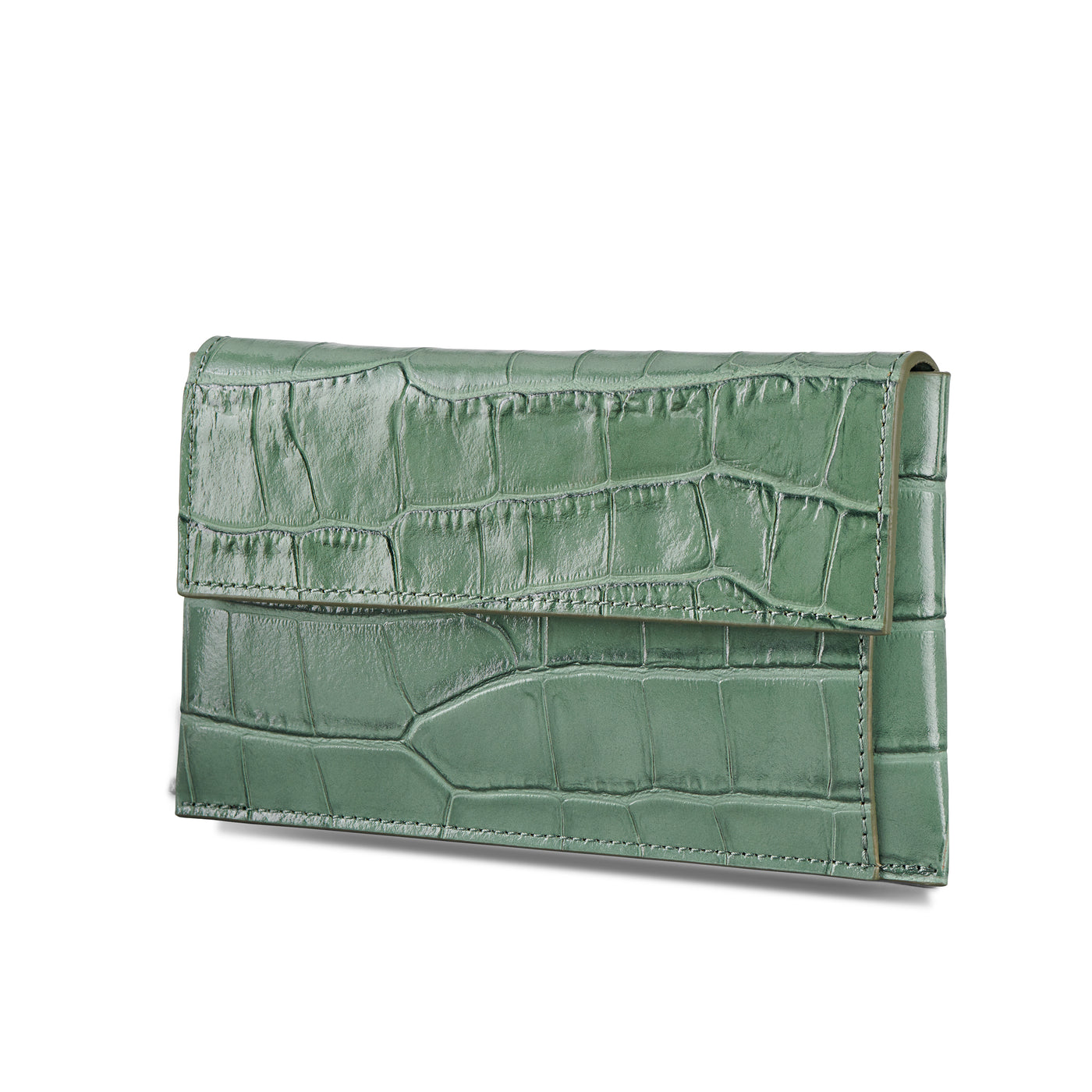 Sage Green Croc Sheen Wallet