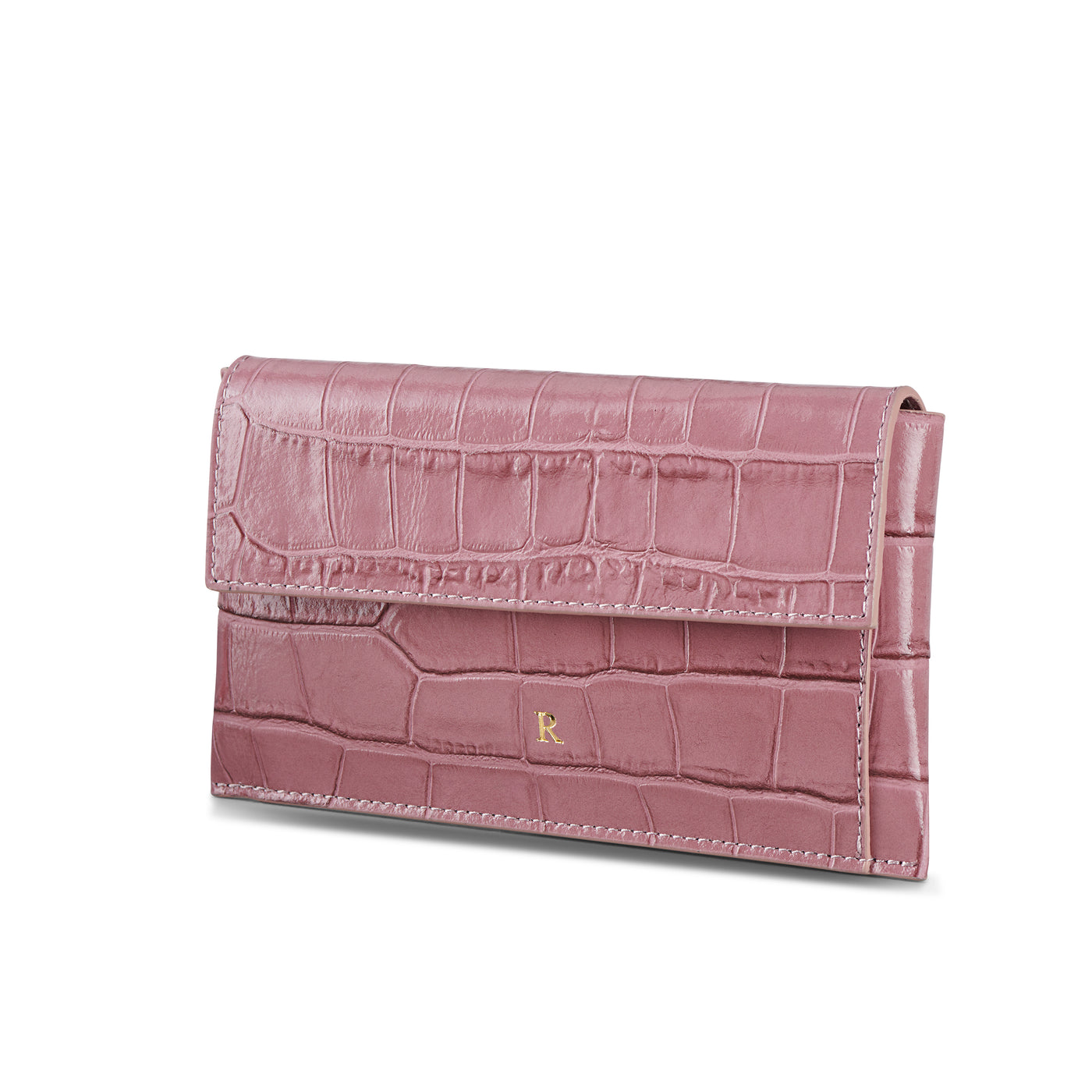 Rosa Antico Croc Sheen Wallet